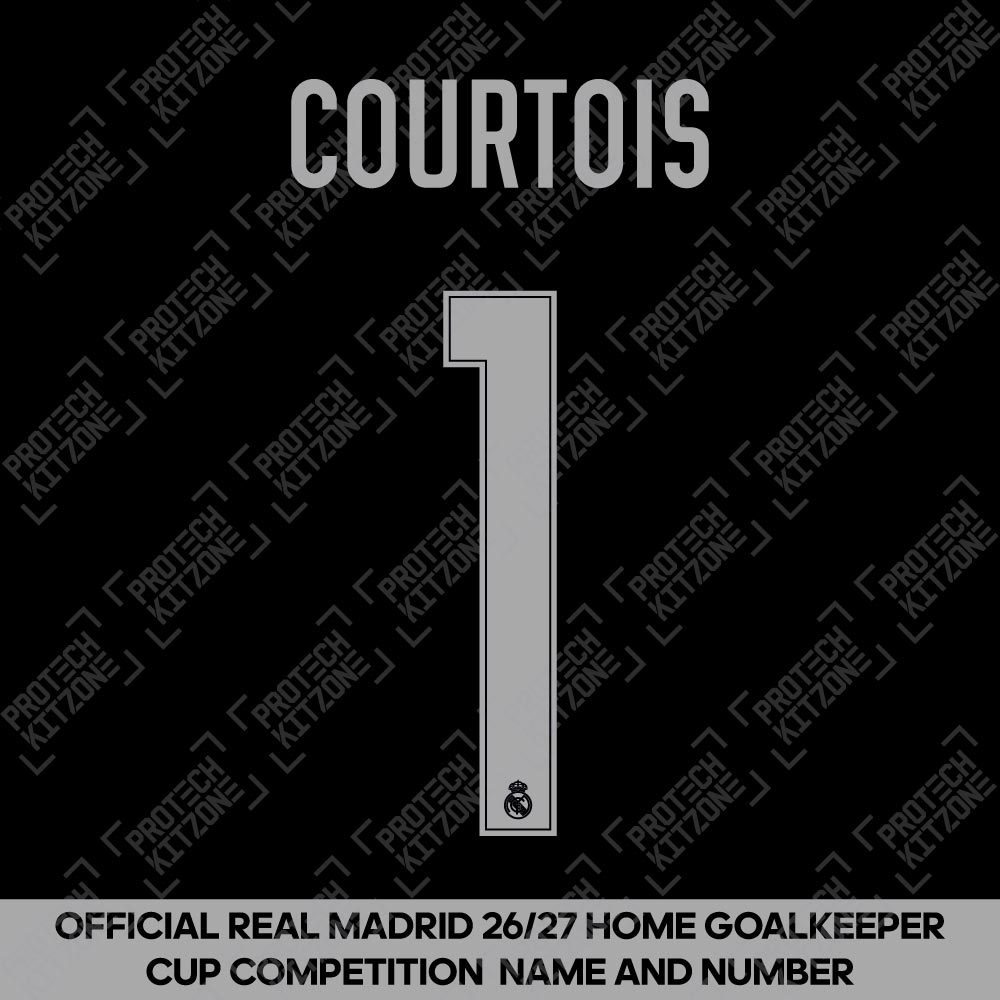 Courtois 1 (Official Real Madrid CF 2026/27 Home Goalkeeper Cup Competition Name and Numbering) Courtois 1 (Official Real Madrid CF 2026/27 Home Goalkeeper Cup Competition Name and Numbering)