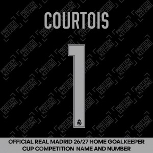 Courtois 1 (Official Real Madrid CF 2026/27 Home Goalkeeper Cup Competition Name and Numbering) Courtois 1 (Official Real Madrid CF 2026/27 Home Goalkeeper Cup Competition Name and Numbering)