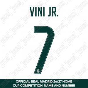 Vini Jr. 7 (Official Real Madrid CF 2026/27 Home Cup Competition Name and Numbering)