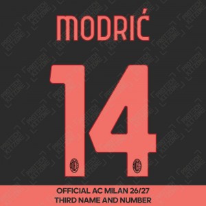 Modrić 14 (Official AC Milan 2026/27 Third Name and Numbering)