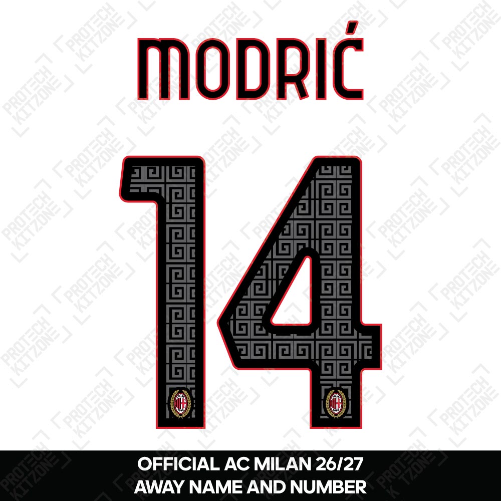 Modrić 14 (Official AC Milan 2026/27 Away Name and Numbering)