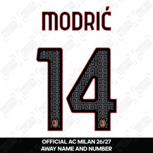 Modrić 14 (Official AC Milan 2026/27 Away Name and Numbering) Modrić 14 (Official AC Milan 2026/27 Away Name and Numbering)