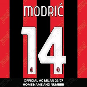 Modrić 14 (Official AC Milan 2026/27 Home Name and Numbering) Modrić 14 (Official AC Milan 2026/27 Home Name and Numbering)