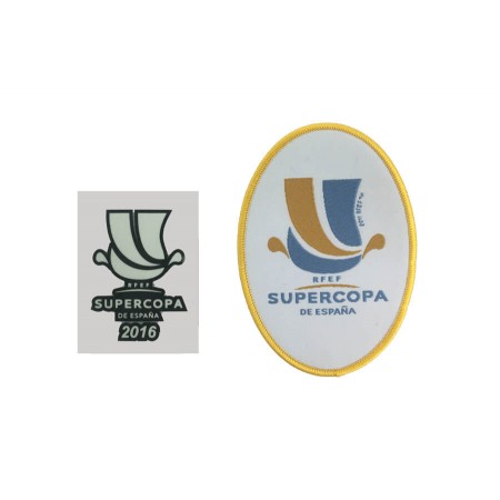 Official Supercopa De España Patch + Match Detail Printing (For FC Barcelona 2016/17 Shirt), Official Spain Leagues Badges, SUPERCOPA16SET, 