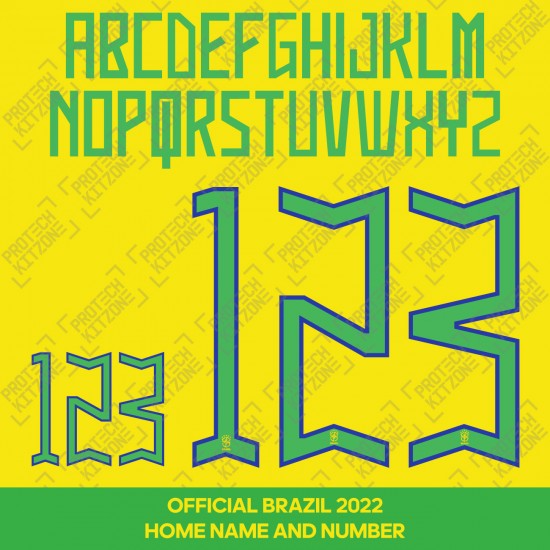 Official Brazil 2022 Home Player Version Name and Numbering 