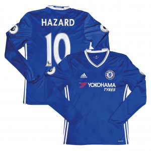 [Long Sleeve] Chelsea 2016/17 Home Shirt With Hazard 10 (Premier League Full Set Version) - Size M 