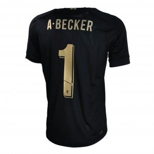 Liverpool FC 2019/20 Home Goalkeeper Shirt With A. Becker 1 (Short Sleeve Version) - Size S 