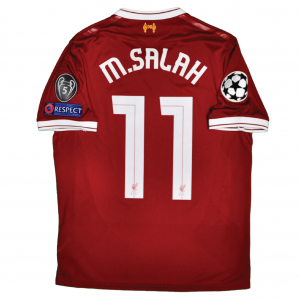 Liverpool 2017/18 Home Shirt With M. Salah 11 (UEFA Champions League Full Set Version) - Size US S