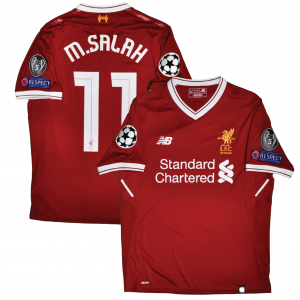 Liverpool 2017/18 Home Shirt With M. Salah 11 (UEFA Champions League Full Set Version) - Size US S