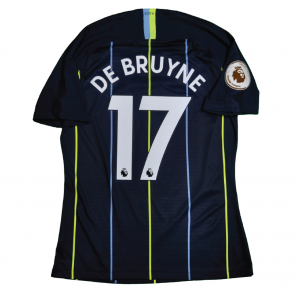 [Excellent 10/10] [Kitroom Edition] Manchester City 2018/19 Vaporknit Away Shirt With De Bruyne 17 (Premier League Full Set Version) - Size L