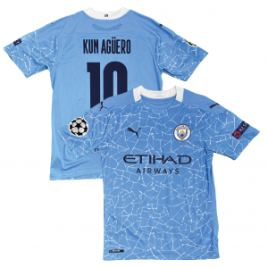 [Player Edition] Manchester City 2020/21 Home Shirt With Kun Aguero 10 (Champions League Full Set Version) - Size S