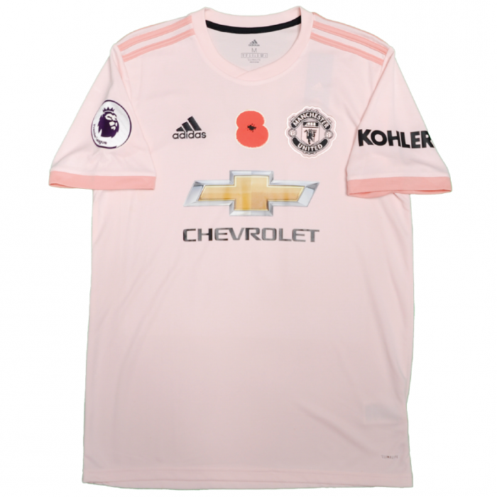 Manchester United 2018/19 Away Shirt With Martial 9 (Premier League Poppy Full Set Version) - Size M