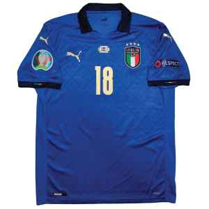Italy 2020 Home Shirt With Barella 18 (Euro 2020 Final Full Set Version) - Size M