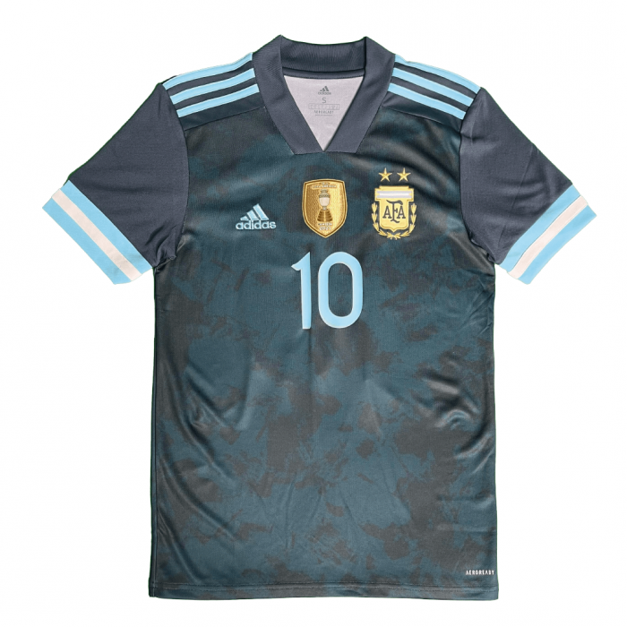 Argentina 2021 Away Shirt With Messi 10 + 2021 Copa America Winners - Size S