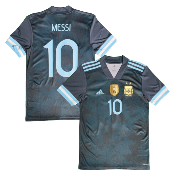 Argentina 2021 Away Shirt With Messi 10 + 2021 Copa America Winners - Size S
