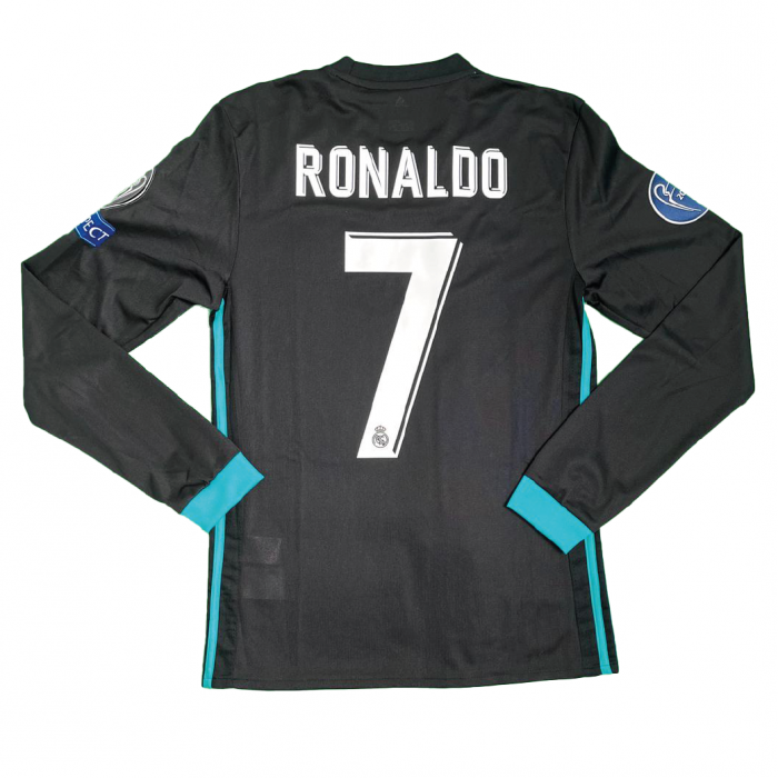 [Long Sleeve] Real Madrid 2017/18 Away Shirt With Ronaldo 7 (2016 CWC + Champions League Full Set Version) - Size XS 