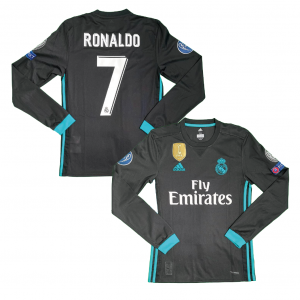 [Long Sleeve] Real Madrid 2017/18 Away Shirt With Ronaldo 7 (2016 CWC + Champions League Full Set Version) - Size XS 
