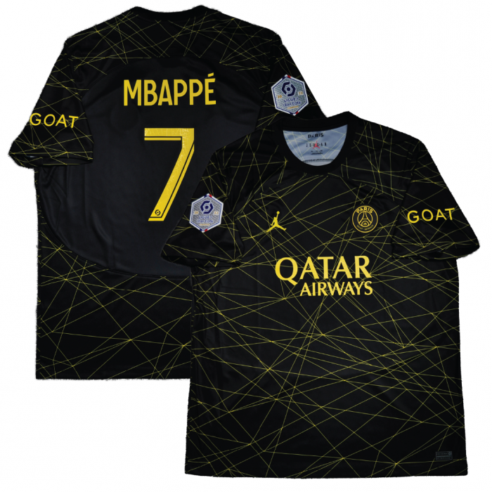 PSG x Jordan 2022/23 Fourth Shirt With Mbappe 7 (Ligue 1 Full Set Version) - Size XXL