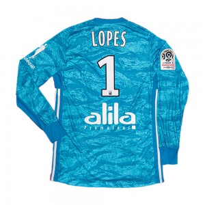 [Long Sleeve] Lyon 2019/20 Blue Gk Shirt With Lopes 1 (Ligue 1 Full Set Version) - Size M