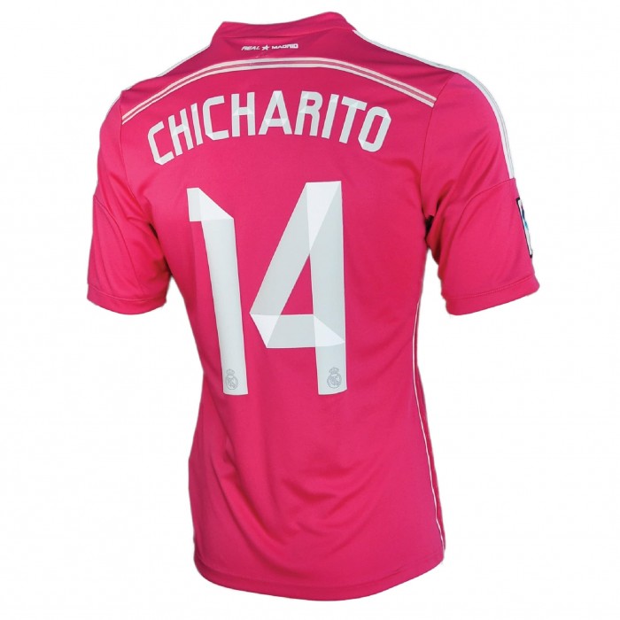 Real Madrid 2014/15 Away Shirt With Chicharito 14 With 2014 Club World Champions - Size S