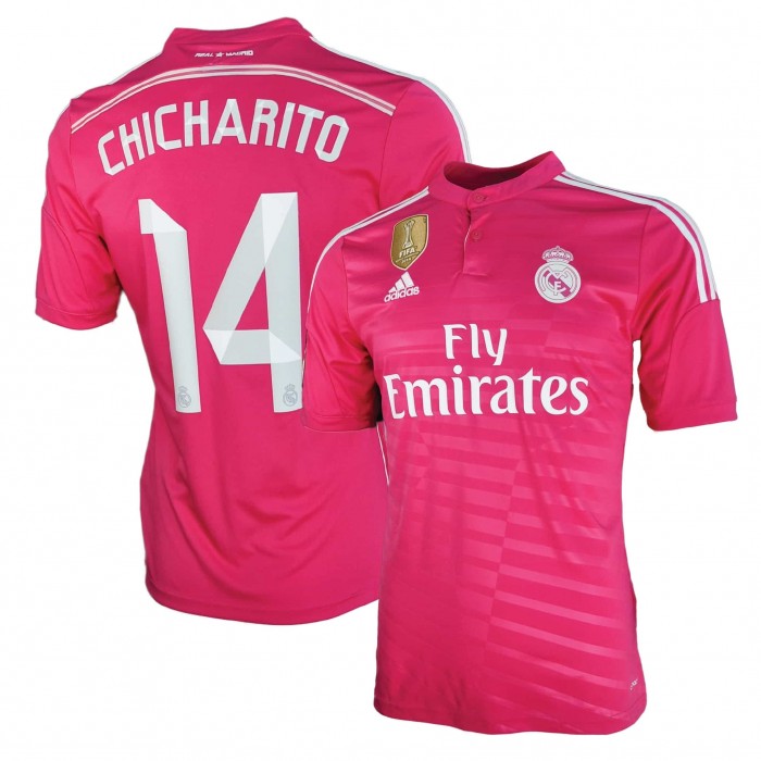 Real Madrid 2014/15 Away Shirt With Chicharito 14 With 2014 Club World Champions - Size S