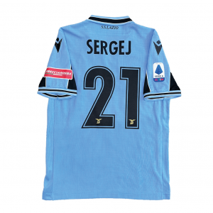Lazio 120th Anniversary Home Shirt With Sergej 21 (Serie A Full Set Version) - Size S 