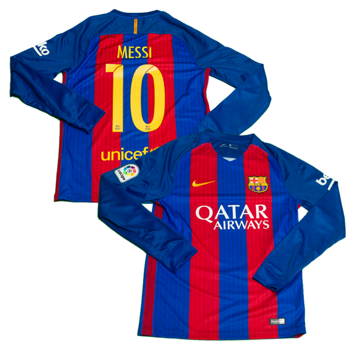 [PRE-OWNED / BNWT] BARCELONA HOME LONG SLEEVE 18/19 WITH MESSI 10 - S SIZE 