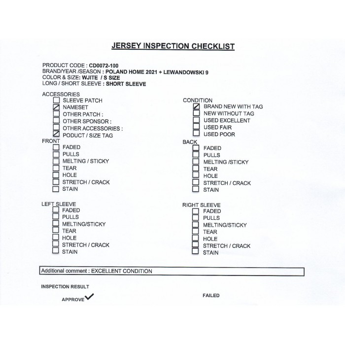 [PRE-OWNED / BNWT] POLAND HOME 2021 WITH LEWANDOWSKI #9 - SIZE