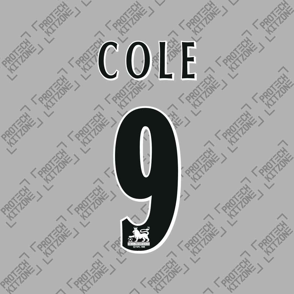 Cole 9 (Official FA Premier League 1997-2007 Black Lextra Senscilia Replica Name and Numbering)