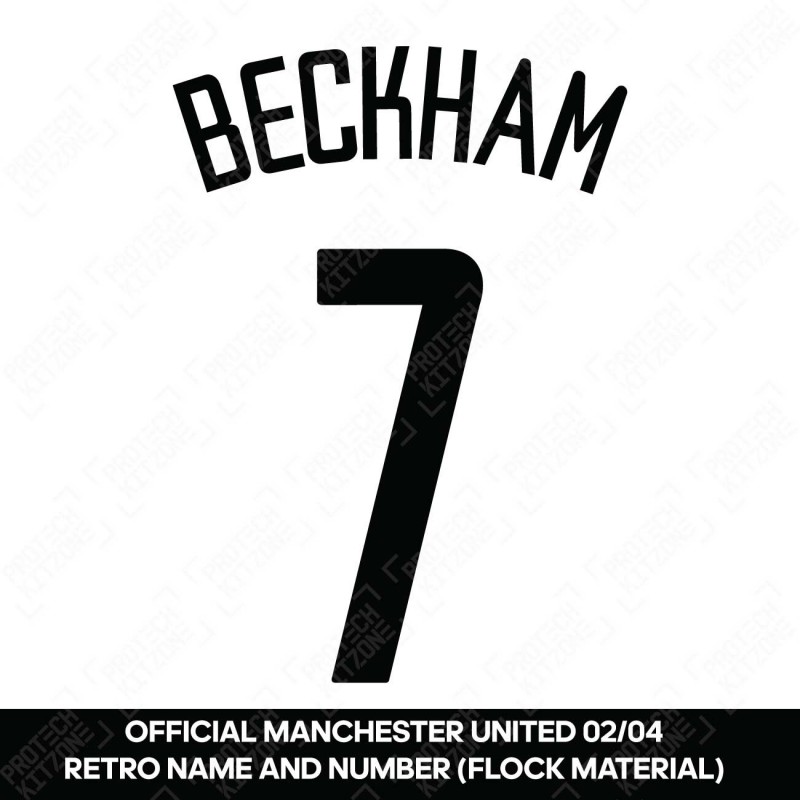 Beckham 7 (Official Manchester United 2002-03 Away Retro Name and Number - Flock Material)