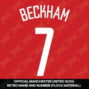 Beckham 7 (Official Manchester United 2002-03 Home Retro Name and Number - Flock Material)