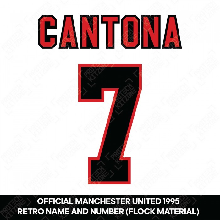 Cantona 7 (Official Manchester United 1995 Away Retro Name and Number - Flock Material), Official Name and Number Printing, CANTONA7 95 AW Retro NNS, 