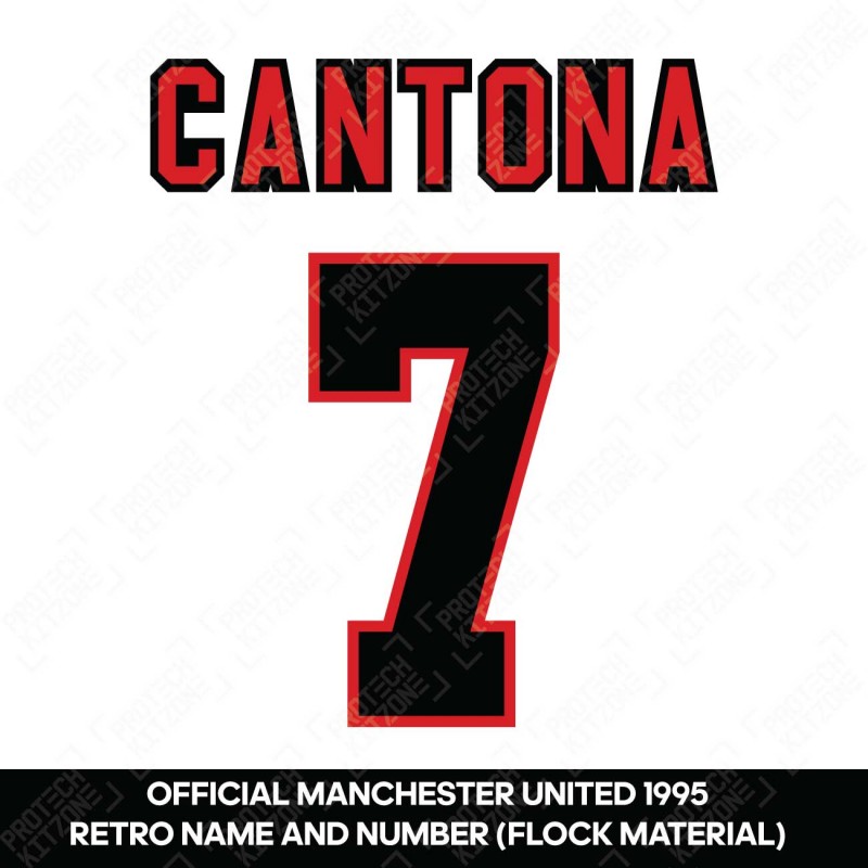 Cantona 7 (Official Manchester United 1995 Away Retro Name and Number - Flock Material)
