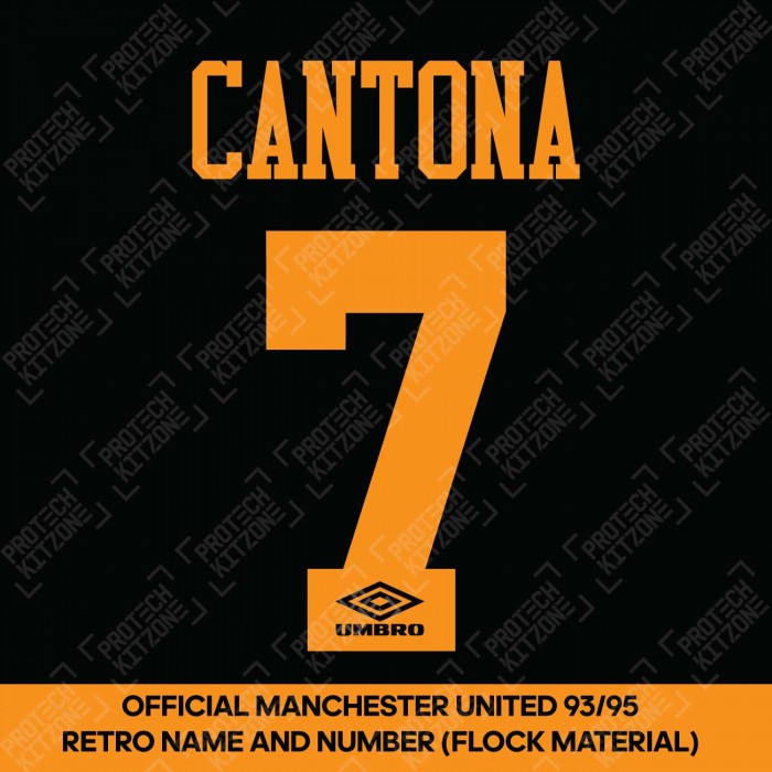 Cantona 7 (Official Manchester United 1993-95 Away Retro Name and Number - Flock Material), Official Name and Number Printing, CANTONA7 93 95 AW Retro NNS, 