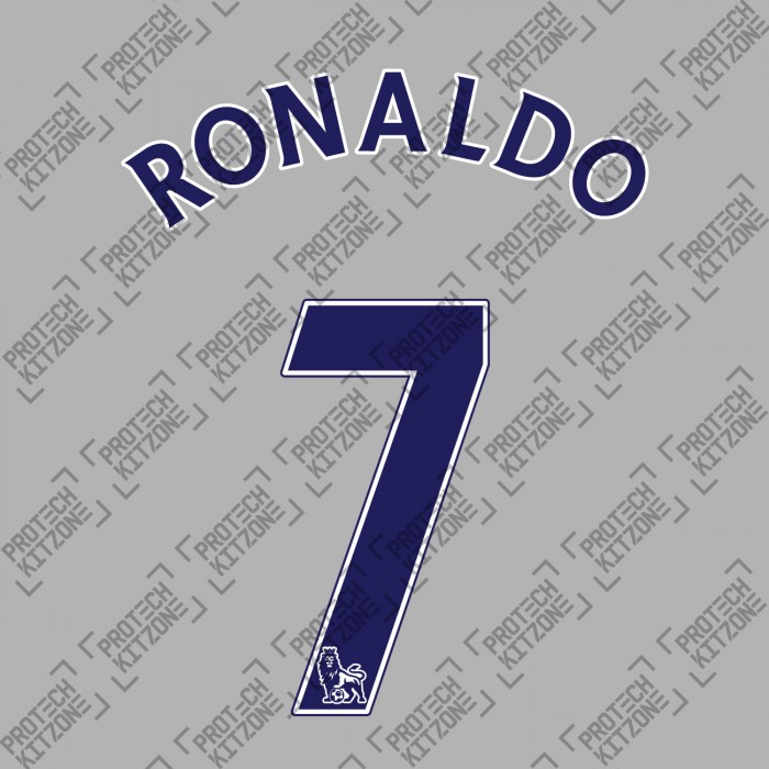 Ronaldo 7 (Official Barclays Premier League 2007-13 Navy Blue Senscilia Name and Numbering), Official Name and Number Printing, CR7MUFCANNS, 