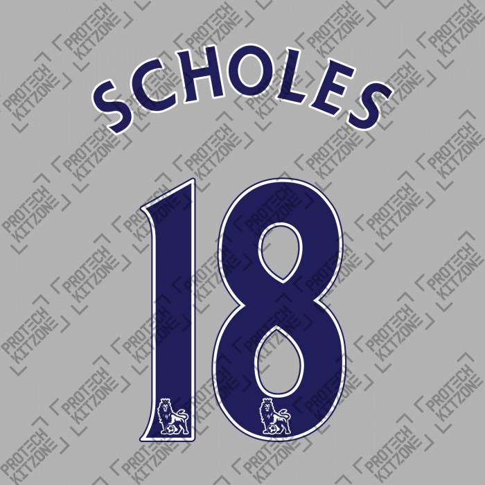 Scholes 18 (Official Barclays Premier League 2007-13 Navy Blue Senscilia Name and Numbering), Official Name and Number Printing, PS18MUFCANNS, 