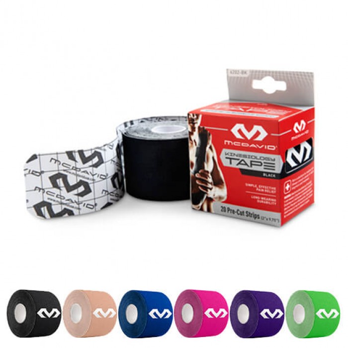 MCDAVID 6202 Kinesiology Tape (20) Pre-Cut Strips, 10” w/ Logo / Single Roll Box, McDavid, 6202, McDavid