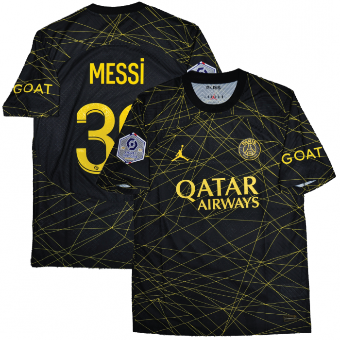 [Player Edition] PSG x Jordan 2022/23 Dri Fit Adv. Fourth Shirt With Messi 30 - Ligue 1 Full Set Version 