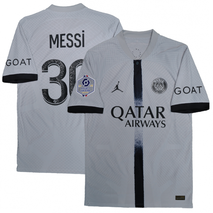 [Player Edition] PSG x Jordan 2022/23 Dri Fit Adv. Away Shirt With Messi 30 - Ligue 1 Full Set Version 