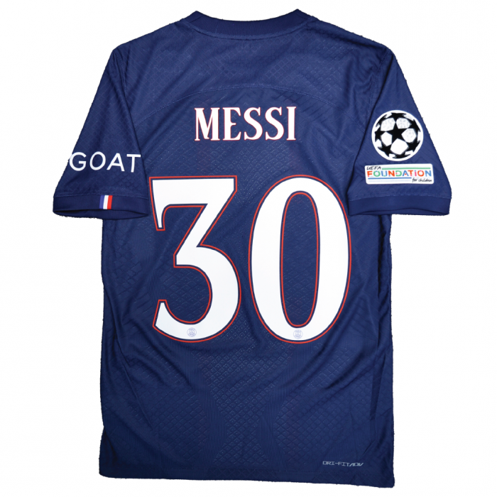 [Player Edition] PSG 2022/23 Dri Fit Adv. Home Shirt With Messi 30 - UEFA Champions League Full Set Version 