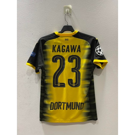 [PRE-OWNED / BNWT] BORUSSIA DORTMUND 2017/18 EUROPEAN HOME JERSEY WITH KAGAWA 23 + STARBALL RESPECT - SIZE S