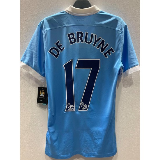 [PRE-OWNED / BNWT] AUTHENTIC MANCHESTER CITY 2015/16 HOME JERSEY WITH DE BRUYNE 17 - SIZE S